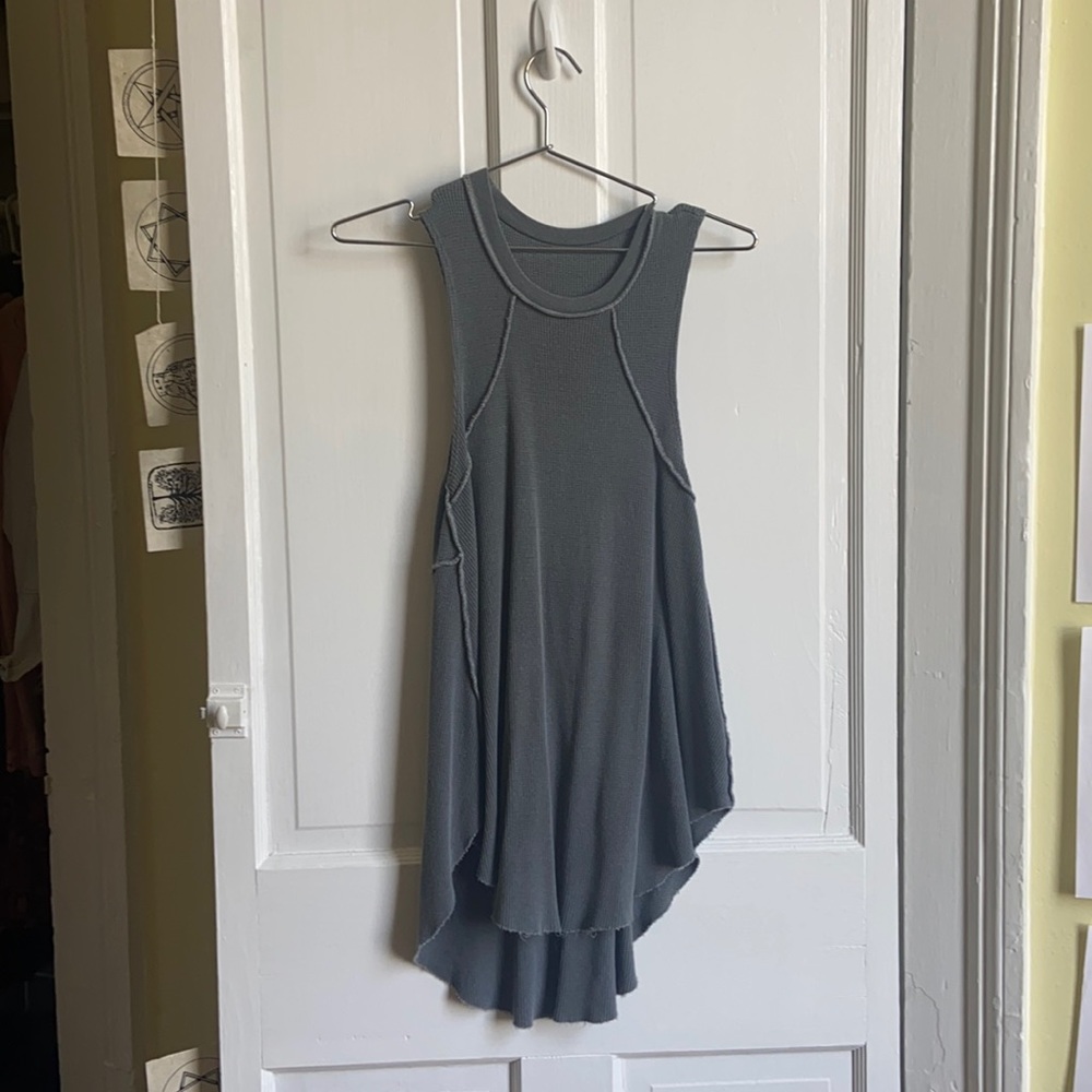 Waffle knit long tank